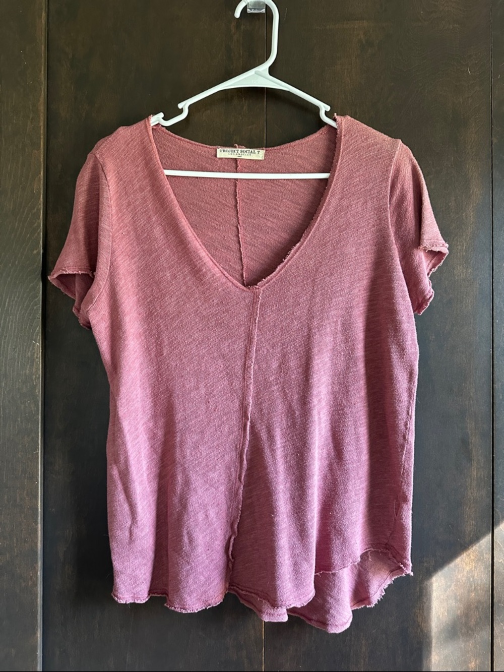 Project Social T Dusty Rose V-Neck Short Sleeve Tee